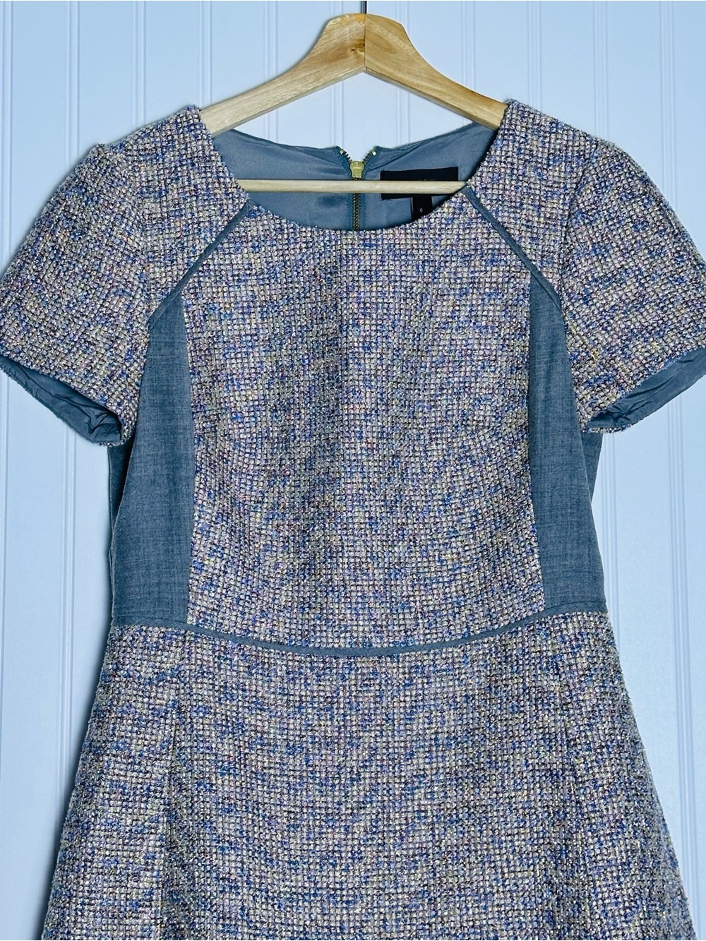 J.Crew Metallic Mixed Tweed Fit & Flare Dress Sz 6 A-line, fit-and-flare Office - Picture 6 of 13